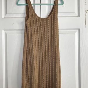 Knee length tan/camel knitted tank dress